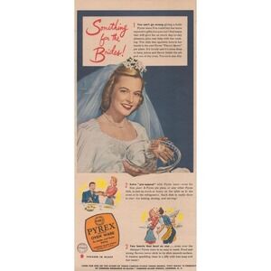 1945 Print Ad Pyrex Oven Ware Bride Wedding Kitchen Glassware Gift Corning Glass